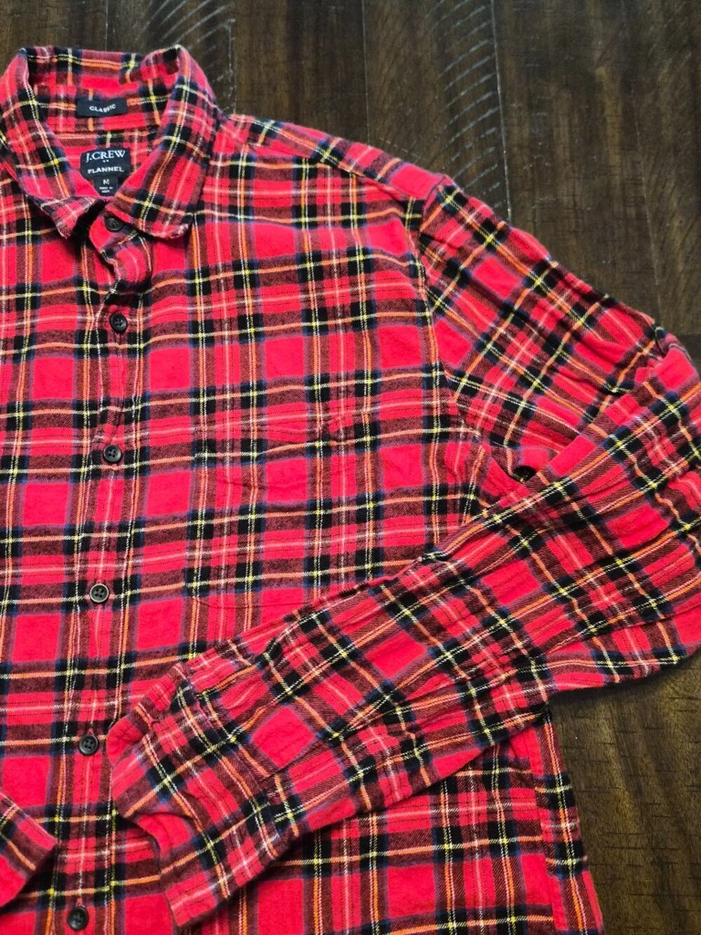 J Crew Shirt Mens Size Medium Red Plaid Flannel Long Sleeve Button Up G511